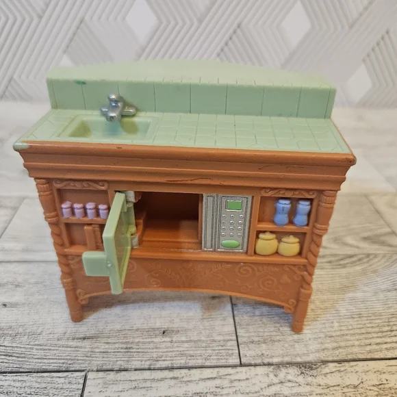 Fisher Price LOVING FAMILY Dollhouse KITCHEN ISLAND SINK + MICROWAVE 2004 Mattel - Picture 2 of 8